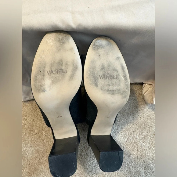 VANELi Womens Heeled Sandal, Black PERF Charm/Black Suede- Size 10 - Picture 13 of 14